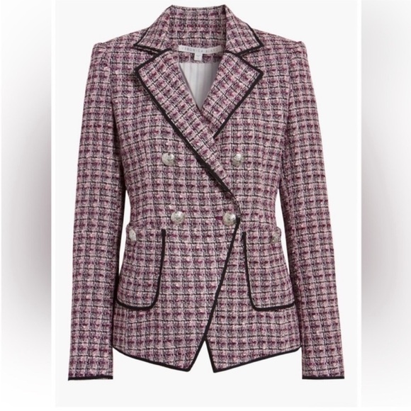 Veronica Beard Jackets & Blazers - VERONICA BEARD | Theron Pink Purple Tweed Dickey Blazer Jacket US 8